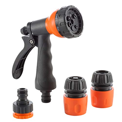 Giraffe Pistolet d'Arrosage Jardin 7 Buse Réglable Pulvérisation, Embout Tuyau d'Arrosage Pulvérisateur 1/2 ”+3/4” Robinet Adapter Connecteur Tuyau Cover