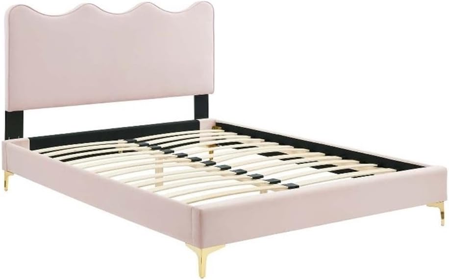 Current Modern Performance Velvet Queen Platform Bed - Pink