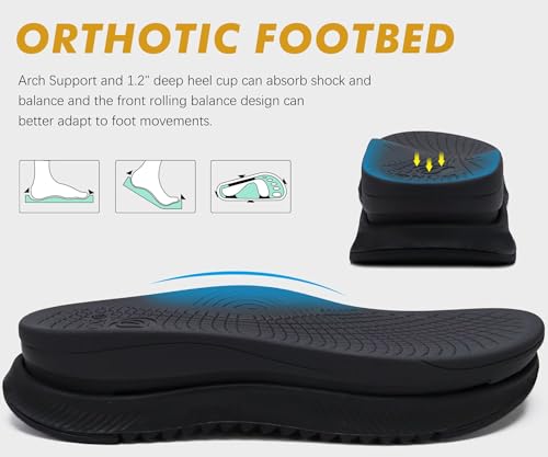 ONCAI Men's Hiking Sandals with Arch Support Mesh Athletic Walking Sandalias Summer Outdoor Cushion Thick Rubber Soles and Recovery Sports Fisherman Sandals Size 7-154