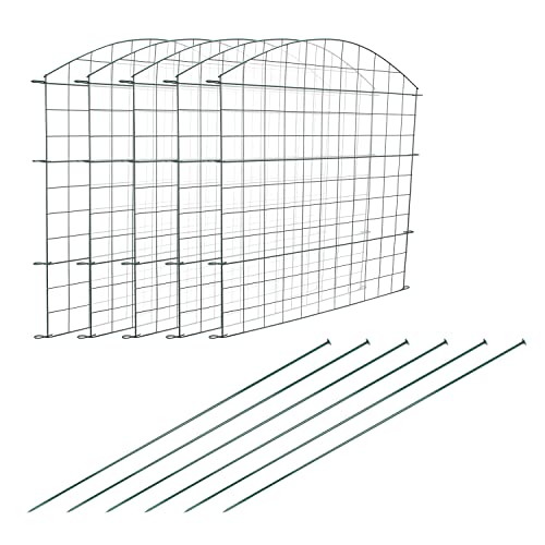 SWANEW Clôture d'étang, clôture de jardin en métal, enclos extérieurs, 11 pièces, 5 éléments de clôture et 6 barres de fixation (arc supérieur)