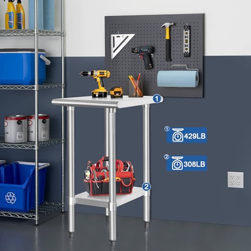Image of HARDURA Stainless Steel Commercial Table 24x18 Inches