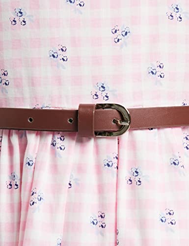 Image of Amazon Brand - Jam & Honey Girl's 100% Soft & Pure Cotton Comfortable and Stylish Printed Woven Dress with Short Sleeves and Belt - Perfect for Every Occasion