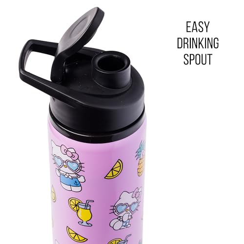 Image of Silver Buffalo Hello Kitty Summer Style, Stainless Steel Water Bottle, 25oz | Sanrio, 0.74 Liters