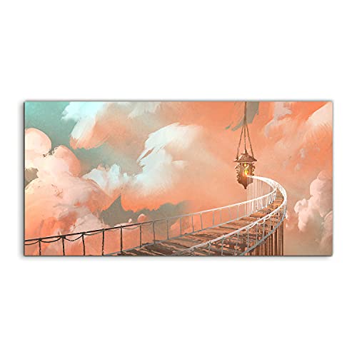 Tableau acrylique 100x50cm acryl murale salon chambre photo Rope bridge Lighthouse