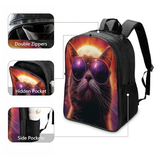 Mochila preescolar con correa de pecho y diseño de gato 3D pequeña para niñas 3