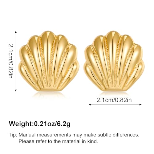 Aretes Clip On Chapados en Oro con Diseño de Concha miniatura 6