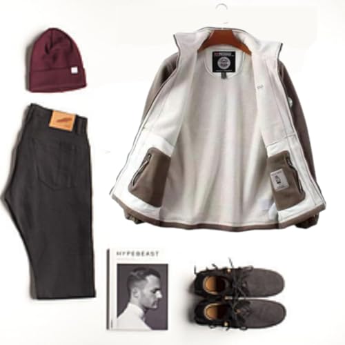 Men's Double-Layer Fleece Jacket,Unisex 360-Degree Ultra-Warm Sherpa Jacket,Full-Zip Polar Jackets with Pockets4