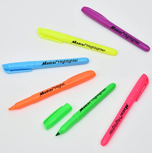 Image of Madisi Highlighters, Chisel Tip, Assorted Colors, Bulk Pack, 84-Count | Liquid Highlighter Pens Set, Colored Highlighters, School Supplies