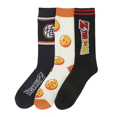 Bioworld Dragon Ball Z Stripe, AOP and Logo Mens Athletic Crew Socks 3 Pack3