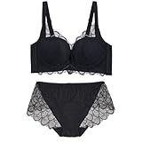 [チャーメイクボディ] anan掲載モデル ブラジャー ショーツ 脇高 ノンワイヤー ふわっとスリムブラ (ブラック, L)