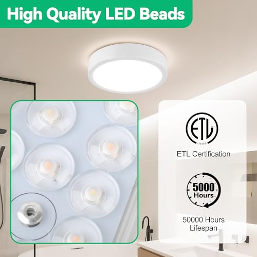 Image of 11 inch Modern LED Ceiling Light, White Flush Mount Ceiling with 5CCT 2700K-5000K, Dimmable LED Light Fixtures Ceiling Mount for Kitchen Bathroom Bedroom Hallway, 2 Packs