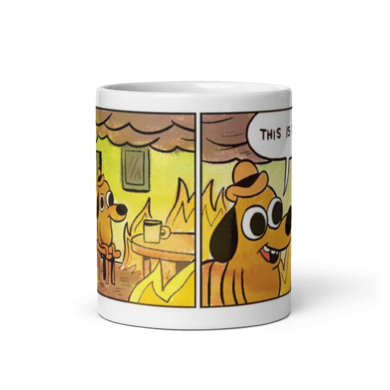 This is fine Burning Dog Funny Viral Meme Mug