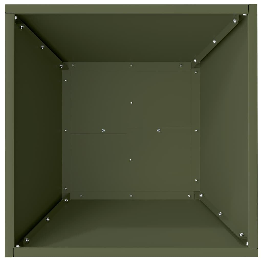 Doniczka ogrodowa 5 sztuk Zielony oliwkowy 40x40x15 cm Stalowa metalowa donica tarasowa trapezowy nowoczesny zestaw na kwiaty krzewy trawy ozdobne