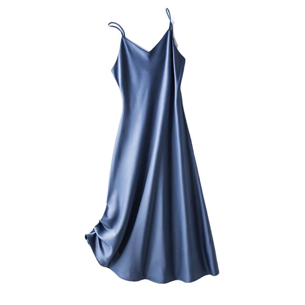 Robe longue en satin de soie avec col en V pour femme, robe de soirée, club, cocktail, robe sans manches