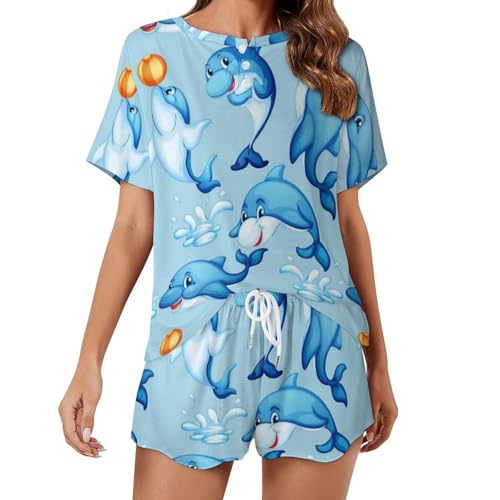 Ensemble de pyjama pour femme vêtements de nuit été sleepwear manches courtes chic