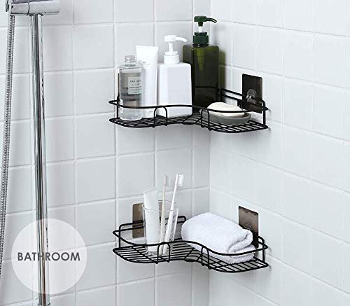 Mobhada Stainless Steel Bathroom Corner Shelf Organizer Storage Hanging Shower Caddy Rack (Black) 2