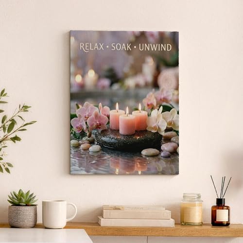 Lienzo de velas florales relajantes de 12 x 16'' para dar calidez y paz a baños oscuros