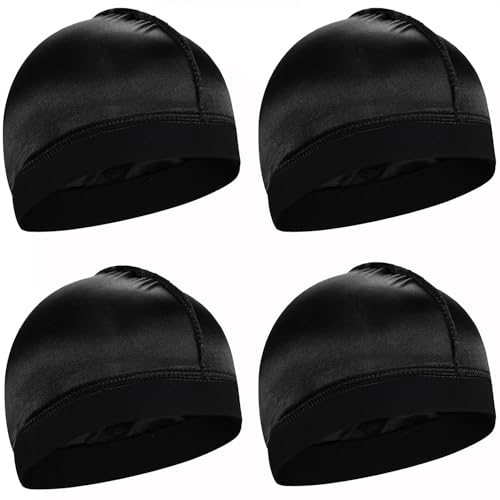 4PCS Silky Stocking Wave Cap for Men, Good Compression Over Durag （Thick Hair Style）