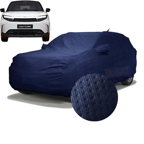 Image of ASCOT, CAR COVER Premium 3-Layer Waterproof & Heat-Resistant Car Cover for Toyota Urban Cruiser EBELLA | UV Shield, Dustproof, Stormproof, Cotton Lining | Mirror Pockets (EBELLA E1, Blue)