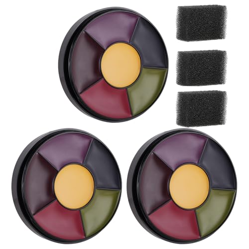 MEICOLY 3PCS 6 Color Bruise Wheel for Special Effects Hunting Camo Face Body Paint Kit Light Green Gamora Witch Face Paint Trauma SFX Makeup Kit Halloween Makeup with 3pcs Stipple Sponges