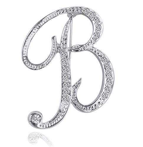 Image of Letter Brooch A-Z 26 Personalized Design Initial Letters Pins Clear Crystal Rhinestone Brooch pin