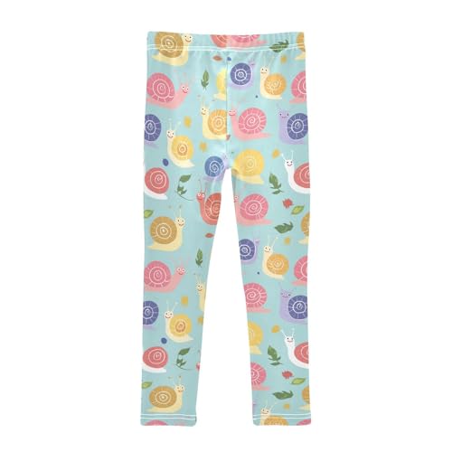 Cute Snails Girls' Leggings Toddler Doodles Kids Yoga Pants Dance Active Tights 4T2