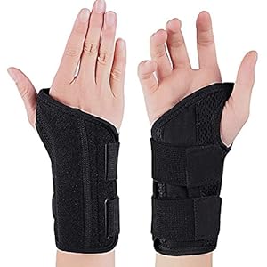 NuCamper Wrist Brace Carpal Tunnel Right Left Hand for Men Women, Night Wrist Sleep Supports Splints Arm Stabilizer with Compression Sleeve Adjustable Straps,for Tendonitis Arthritis Pain Relief… (Small/Medium(pack of 1), Left Hand-Black)