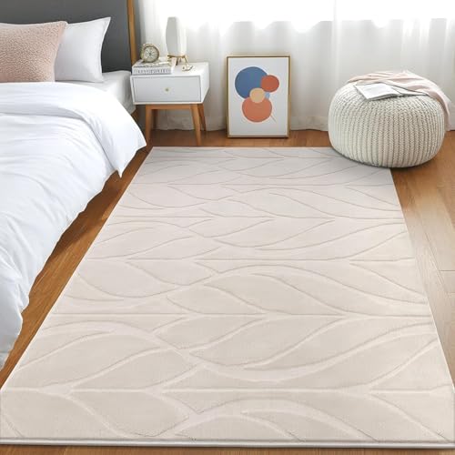SHACOS Soft Area Rug for Bedroom 4x6 Beige, Washable Non