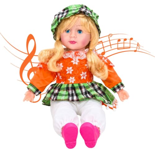 Image of SHAKTISM Poem Doll Small Singing Songs Doll - 50 cm Big Size Musical Plush Soft Doll with Sound, Cute Clothing Doll Toy for Kids & Toddlers, Gift for Girls Age 1-6 Years (Orange)