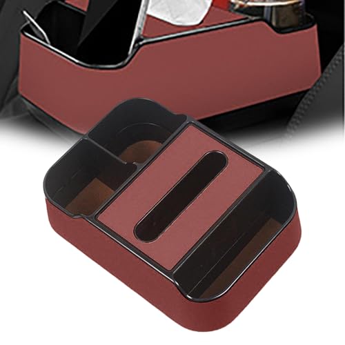 に適用 スズキ スペーシアMK53S 車用アームレストカバー 運転席 助手席両対応 ドリンクホルダー+スマホ収納 カードスロット付き 通気性レザー 汚れ防止 長距離ドライブ 日常買い物に便利(赤)