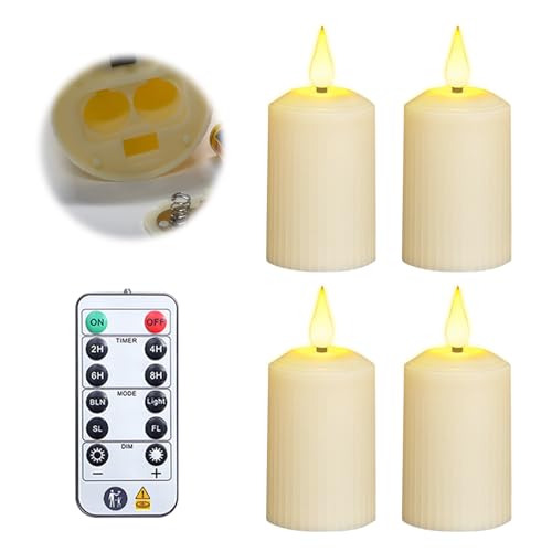 LED Kerzen Advent 30 WIYETY Beige LED Kerzen: 4er Set Fernbedienung Kerzen, Beige LED...