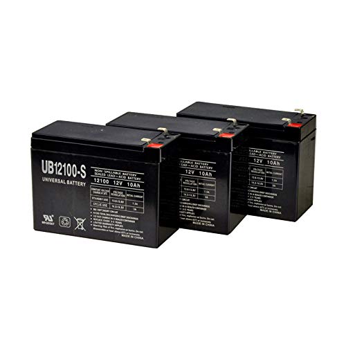 AlveyTech Premium 36 Volt Battery Pack for Currie Technology eZip, GT, IZIP, Mongoose, and Schwinn Scooters (10 Ah, Without Harness) - Replacement Set of 3 Rechargeable AGM Batteries