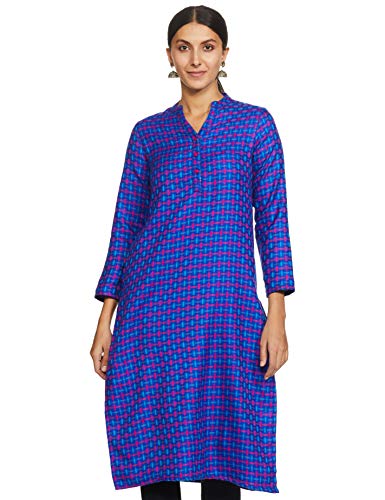 Image of Indigo by Clarks Women's Acrylic Straight Winter Kurta (WK-104 Blue Medium)