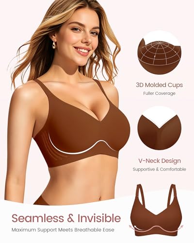 Image of Gailife Smooth Wireless Jelly Bras for Women No Underwire Seamless Push Up Bra Full Coverage Soft Suppor Tshirt Bralettes