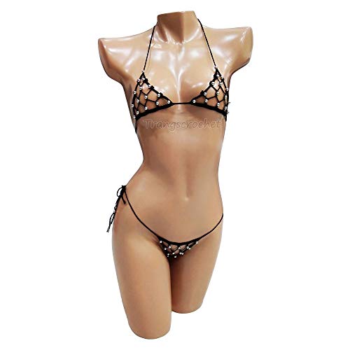 Trangscrochet Crochet Extreme Micro G-string See Through Bikinis For Women Sexy Fishnet Bikini Set2