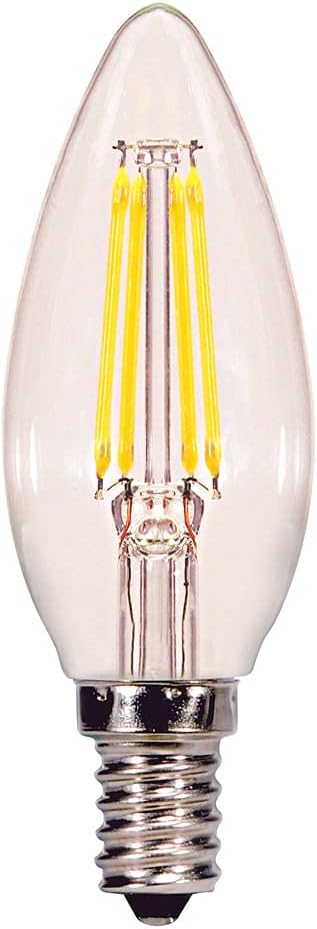 Satco S29922 Candelabra Bulb in Light Finish, 3.88 inches, Clear