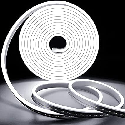 Image of Led Strip RSCT Neon Rope Light Silicon DC Light (5 Meter /16.4 Feet) or Indoor and Outdoor Flexible Waterproof Decorative Light with 12v DC Adapter Include - White