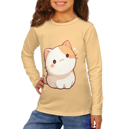 Image of Girls Long Sleeve T Shirt Cute Cartoon Crewneck Shirt for Kids 3-16Y Fall Winter Clothes
