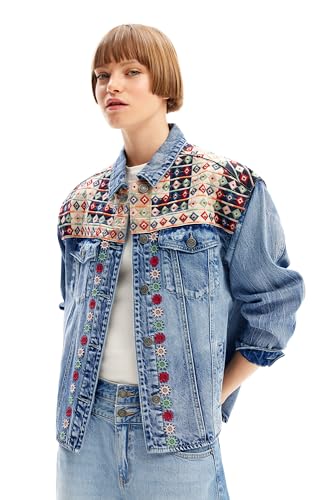 Desigual Women's Embroidered Denim Trucker Jacket4