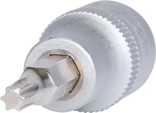'3/8 Inch TX Bit Socket T25 O. Bore, Matt Chrome-Plated on Hanger, 3/8 Zoll