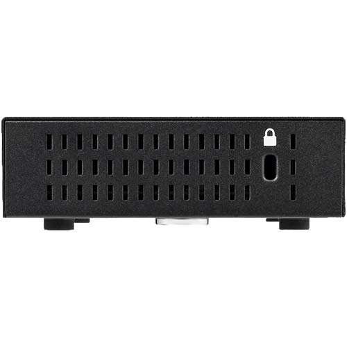 Side view of the BUFFALO BS-GU2105 switch, showing ventilation slots and a security lock icon indicating the anti-theft slot.