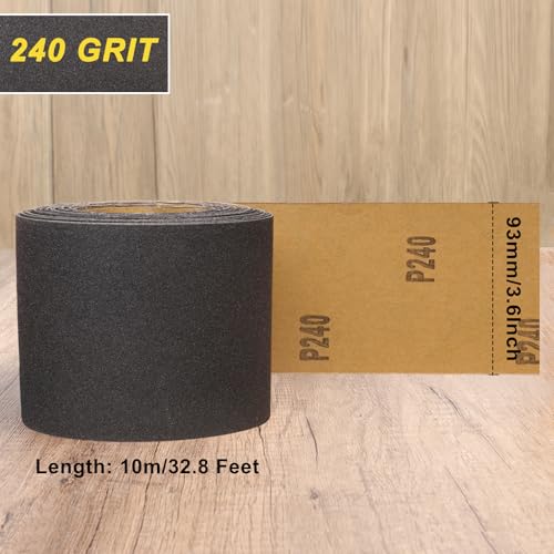 Shineboc 240 Grit Sandpaper Roll, 93mm x 10m Wet Dry Silicon Carbide Longboard Sand Paper for Automotive Metal Wood Sanding&Polishing - Image 2