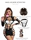 ohmydear Sexy Dessous Damen für Sex Mollig Reizwäsche Fischnetz Bodystocking Mini Kleid Langarm Babydoll Sexy Outfit für Damen Party Rave Netzkleid Erotische Kleider mit Cut Out