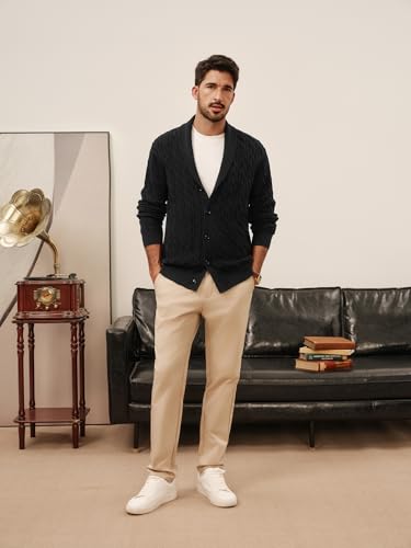 PJ PAUL JONES Mens Cardigan Sweater Cable Knit Sweaters Shawl Collar Texture Solid Cardigans2