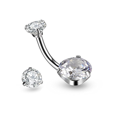 Gnoliew JD-007 Belly Button Rings Round Cubic Zirconia Navel Barbell Stud Body Piercing thumb #1