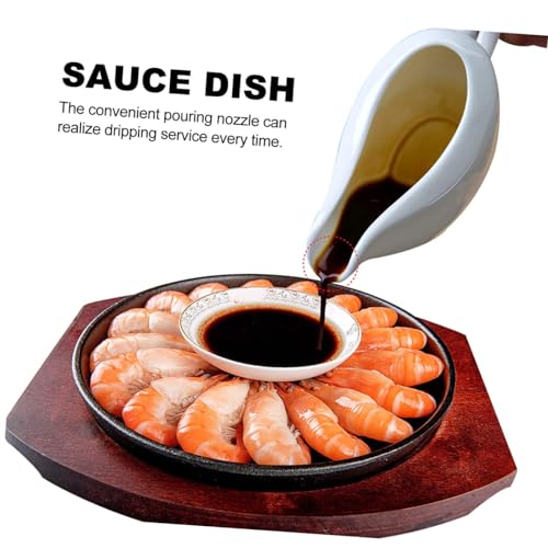 Saucière blanche en céramique thermorésistante avec socle assorti