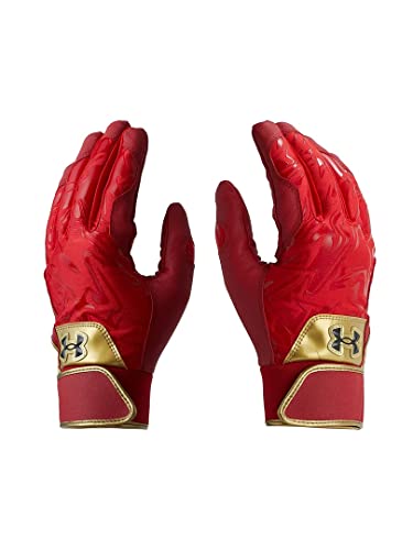[A_[A[}[] UA PRECISION FIT BATTING GLOVES Red Gold Black SM
