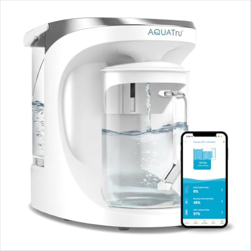 AquaTru Glass Carafe Smart Countertop Reverse Osmosis Water Purifier | WiFi...