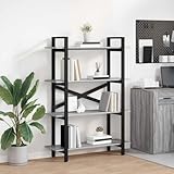 Mokuyary Bücherregal Graues Sonoma 100 x 33,5 x 140 cm Holzwerkstoff Bücherschrank Büroregal Standregal, Aufbewahrungsregal Dekoregal für Wohnzimmer, Schlafzimmer, Büro