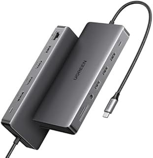 UGREEN Revodok Pro USB C Docking Station Triple Display 10Gbps USB Ports 13 IN 1 USB C Hub 2HDMI, DP